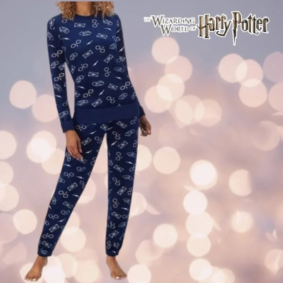 Harry Potter | Womens' Silky Stretch Fleece 2 Piece Pajama | Dark Blue | NWT - Picture 1 of 4